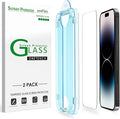 amFilm OneTouch for iPhone 14 Pro Max Screen Protector 6.7'' Tempered Glass | Auto-Alignment, 30s Install, Bubble Free, 9H Hardness, Scratch & Drop Protection, HD Clear, Case Friendly, 2 Pack (14P-6.7'') by amFilm