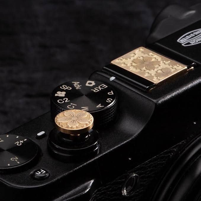 Cherry Hot Shoe Cover Shutter Button for Fuji X100VI XT30III for Nikon | Brass alloy cherry blossom pattern dust-proof hot shoe cover shutter Botton For Fuji XT5 XT4 XT3 XT30III X100VI XE4 For Nikon - Image 5