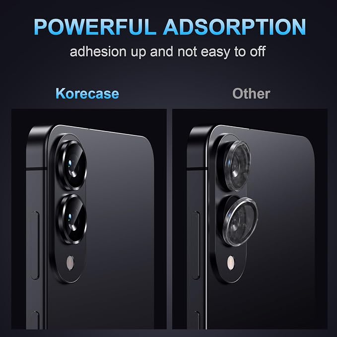 Korecase for Samsung Galaxy S25 Edge Camera Lens Protector, 9H Tempered Glass Anti Scratch Camera Screen Protector Film Shcokproof Metal Ring Lens Protector for Galaxy S25 Edge,Black - Image 4