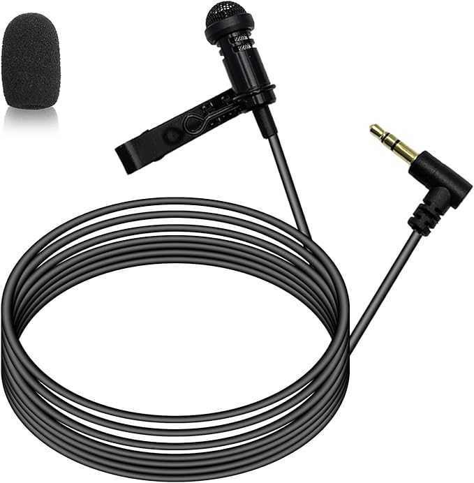 Mini Lavalier Microphone 3.5mm TRS Plug for DJI Mic 2,1.5m/4.92ft | Clip On Wired Condenser Lapel Mic, 90 Degrees L-Shaped Plug, for Rode Wireless Go II, for Vlog Streaming Interview by SPTSSWET