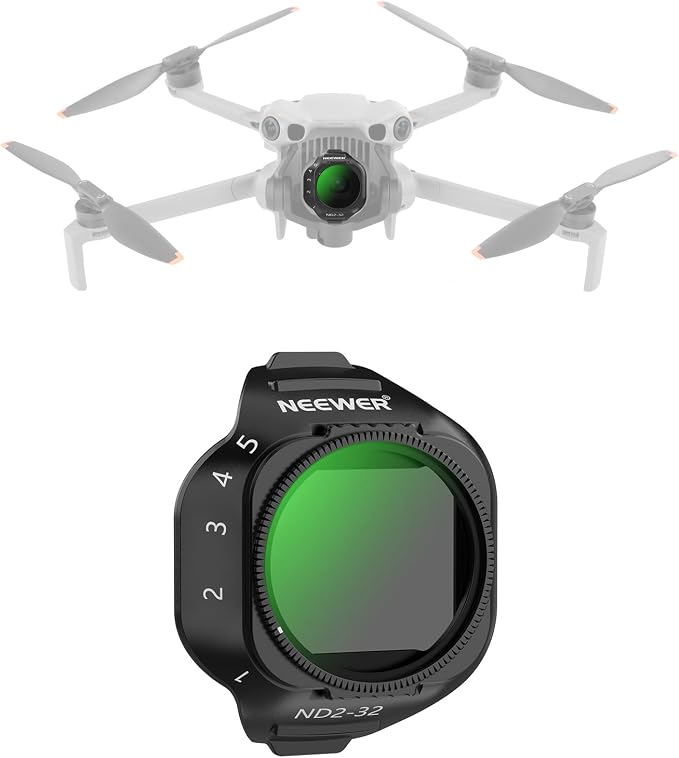 NEEWER Variable ND Filter Compatible with DJI Mini 5 Pro Drone, Snap On Adjustable Neutral Density (ND2-32, 1-5 Stops) Lens Filter Multicoated Optical Glass Aerial Camera Photography Accessories by Neewer