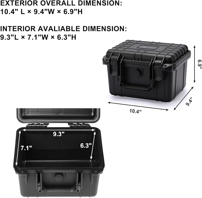Mayouko Portable Tool Box with Shock- Proof Sponge, Water Proof Grade IP67, Waterproof Hard Case with Foam Insert, Handheld Gimbal Explosion-Proof Box, Waterproof Hard Case, 10.6 x 9.7 x 6.9 inch - Image 2