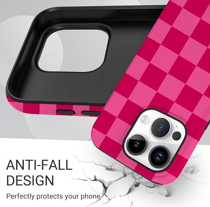 TPU Phone Case for iPhone 16 Pro Max, MagSafe Wireless Charging Compatible, Shockproof Slim Fit Protective Cover with Anti-Yellowing & Raised Camera Protection (Plaid 1, iPhone 16 Pro Max) - Image 5