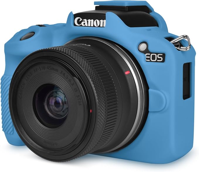 Rieibi EOSR50 EOS R50 Case, Soft Silicone Protective Case for Canon EOS R50 EOSR50 Vlogging Camera, Lightweight EOS R50 Camera Case Cover Grip Body Skin - Blue by Rieibi