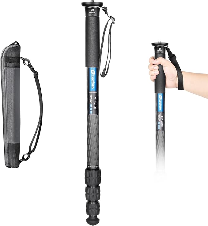 LEOFOTO Carbon Fiber Camera Monopod 65" Tall 4-Section MP-284C by TAKINGITFURTHER-LEOFOTO