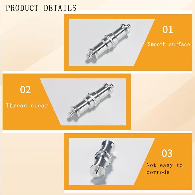 4 Pieces Standard 1/4 to 3/8 inch Metal Male Convertor Threaded Screw Tripod Adapter Spigot Stud for Flash Holder, Studio Light Stand, Ball Head, Hotshoe/Coldshoe Adapter, Wireless Flash Receiver - Image 3
