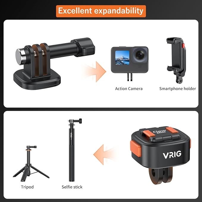 VRIG Mini Quick Release Base Mount for Action Camera, Magnetic Tripod Mount Adapter Compatible with DJI OSMO Action 5Pro/4/3,Go-Pro Hero 13/12/11/10, Akaso, Insta360 (Magnetic Accessories) - Image 5
