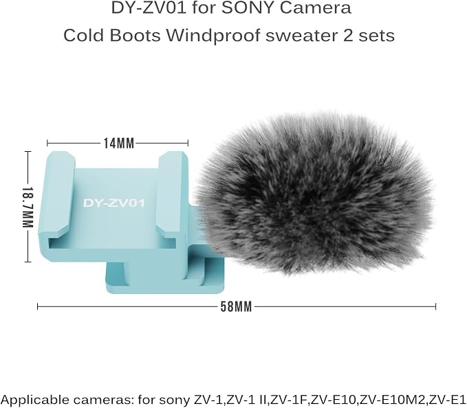(2 Pack) Cold Shoe Adapter for Sony ZV-1,ZV-1 II,ZV-1F,ZV-E10,ZV-E1M2/ZV-E1 | Can be equipped with a mic and a fill light,for vlogging;fur reduces wind noise,Weighs as little as 6g,Non-slip,plug and play - Image 9