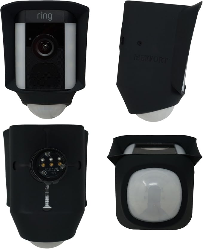 Silicone Skin Case Cover Compatible with Ring Floodlight Cam Wired Plus, Floodlight Camera (1st Gen) - Sun Glare, UV & Weather Protection Skins Cover - Black - Image 4