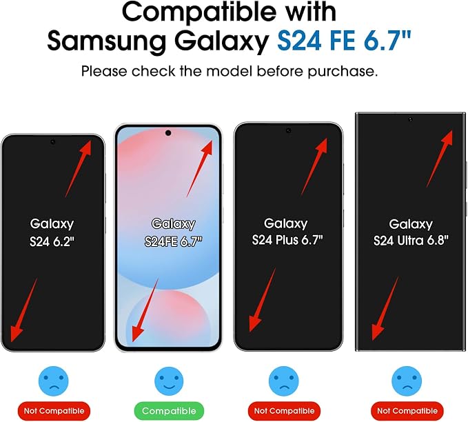 amFilm OneTouch for Samsung Galaxy S24 FE Screen Protector Tempered Glass | Auto-Alignment, 30s Install, Bubble Free, Scratch & Drop Protection, HD Clear, Camera Lens Protector, 2+2 Pack (S24FE-6.7'') - Image 2