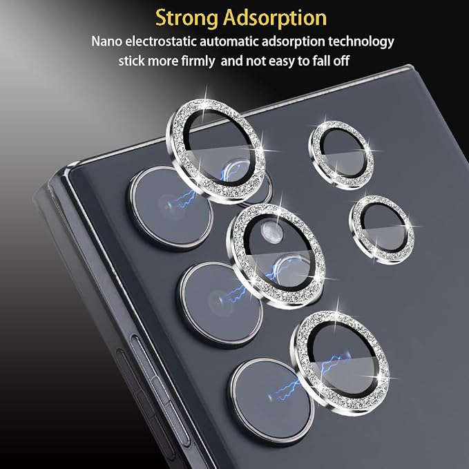 Camera Lens Protector for Samsung Galaxy S24 Ultra, Glitter Silver | Tempered Glass, Auto-align Tray, Easy Installation, Case Friendly, Anti-Scratch, HD Clear, Ultra Slim - Image 4