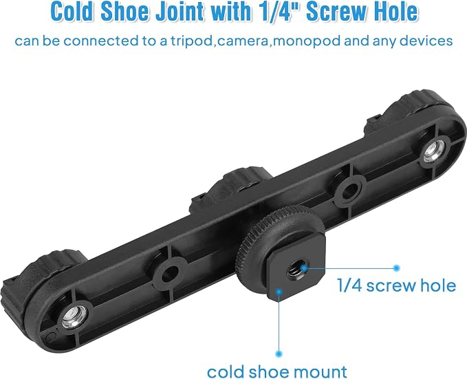 ChromLives Triple Cold Shoe Extension Mount Hot Shoe Base Adapter Extension Bar Bracket with 1/4 Screw for Tripod/Microphone/LED Light Compatible with Canon Sony Cameras… - Image 3