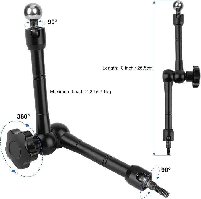 Mippko iPad Holder for Microphone Stand/Mic Music Stand,Tablet Mount Compatible with 4.7~12.9" / Nexus/LG G Pads/e-Reader/Switch/iPhone,360° Adjustable 10" Long Aluminum Alloy Arm - Image 8