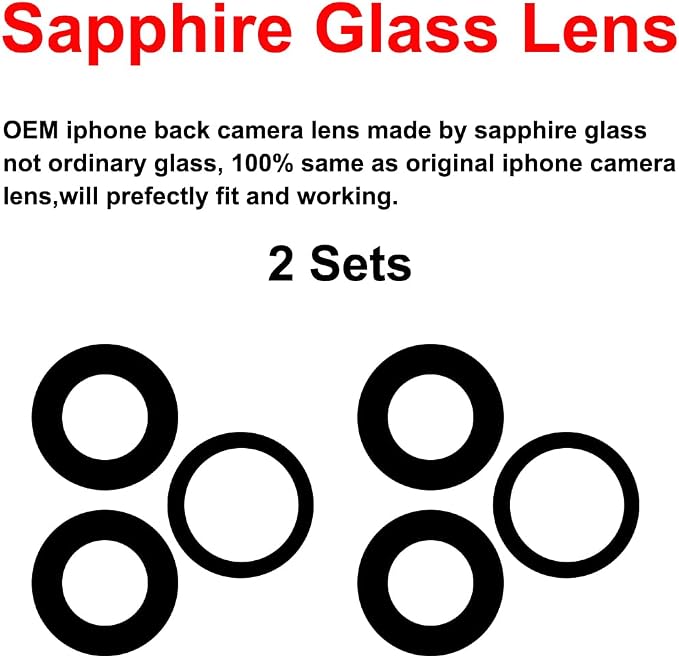 2 Set Original Back Rear Camera Lens Glass Replacement for iPhone 12 Pro Max 6.7-inches with pre-Installed Adhesive and Reparing Toolkit - Image 3