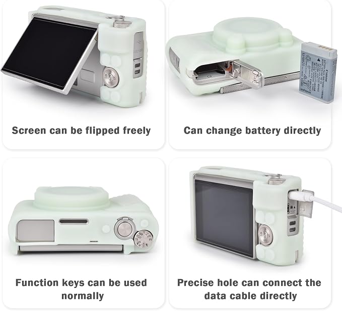 MUZIRI KINOKOO Case for Canon Powershot SX740/SX730 HS Digital Camera - Soft Protective Cover SX740 SX730 HS Camera Silicone Sleeve with Removable Lens Cover -Jelly Green - Image 3