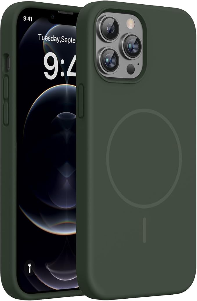 Miracase Silicone for iPhone 12 Pro Max Case, Dark Green | Soft Anti-Scratch Microfiber Lining, Premium Silicone Cover Shockproof Drop Protection Phone Case for 12 Pro Max by Miracase