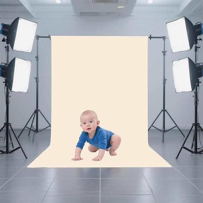 Cream Photography Backdrop for Photoshoot, Fabric 3x5ft | Versatile Studio Photo Backgrounds, Non Reflective, Easy to Use, for Portraits, Product, Party, Video Creation - Image 2