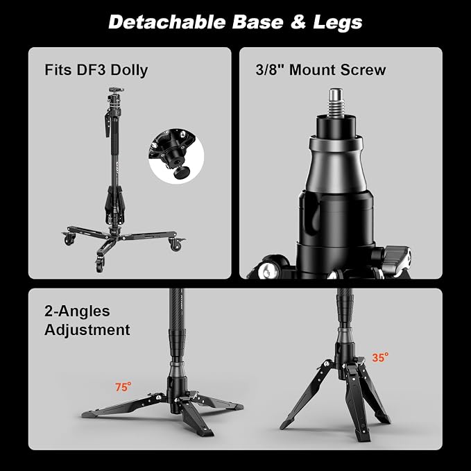 M1mini Carbon Fiber Monopod for Camera, 4-Section One-Button Lifting, Compact Portable Monopod with A32 Ball Head for Camera, Outdoor Travel Photography, Max Load 5kg, M1mini-A32 - Image 6