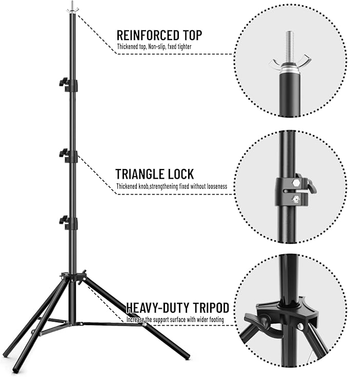 BEIYANG 10x10FT Backdrop Stand, Background Support Kit for Photography, 2 Adjustable Backdrop Supports, 4 Crossbars, 4 Clamps, and Carrying Bag for Photo Video Stutio, Parties Decoration - Image 3