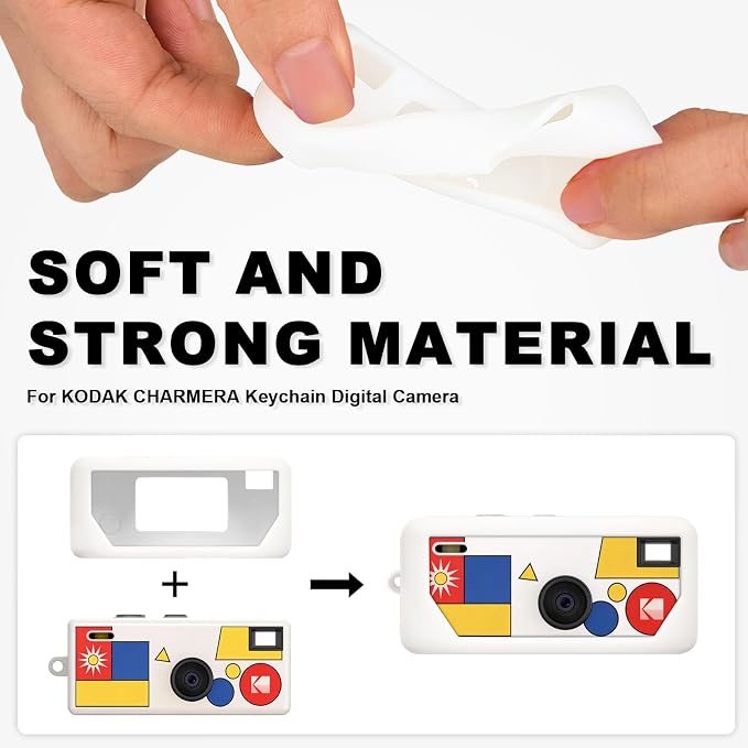 Silicone Case for Kodak CHARMERA Millennium Keychain Mini Digicam Blind Box | Soft Keychain Camera Sleeve, Precise Cutouts, Case-On Charging & SD Card Access, For Collectors & Daily Carry, White - Image 2