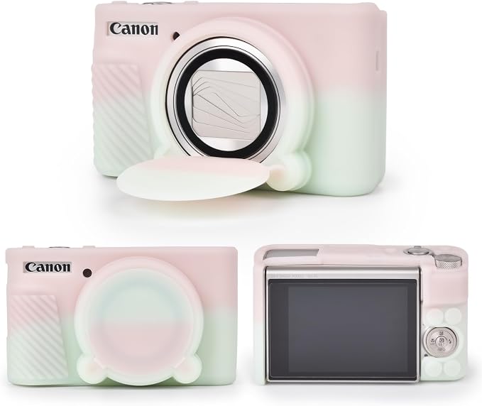 MUZIRI KINOKOO Case for Canon Powershot SX740/SX730 HS Digital Camera - Soft Protective Cover SX740 SX730 HS Camera Silicone Sleeve with Removable Lens Cover - Jelly Green and Pink by MUZIRIKINOKOO