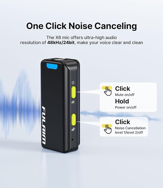 FULAIM X6 Pro Wireless Lavalier Microphones with 4 Transmitter | Charging Case for iPhone, iPad, Android, Camera, Lapel Mic with 48KHz 24Bit, Noise Cancellation for Video Recording, Vlog - Image 3