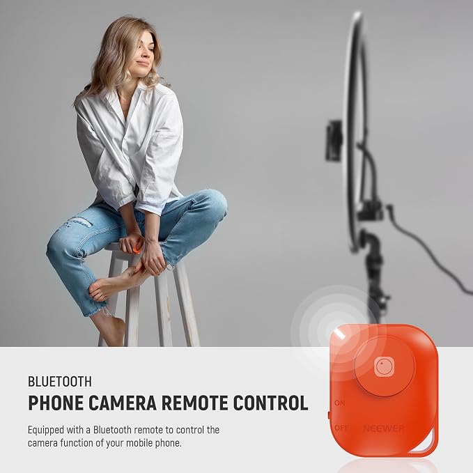 NEEWER Professional 18 Inch Ring Light with Tripod Stand Phone Holder Compatible with iPhone, 45W Remote Shutter App Control, Video Recording Makeup Selfie Studio Streaming Filming, RP18B Pro Black | Compatible with iPhone, 45W, Remote Shutter, App Con... - Image 5