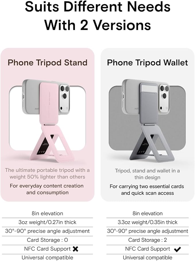 MOFT Phone Tripod Stand, Portable Selfie Stick for iPhone, Mulit-Angle | Pocket Size | Strong Magnets l MOVAS Leather | Magsafe Compatible | Easy to Charge | Stylish |For Content Creators - Image 2