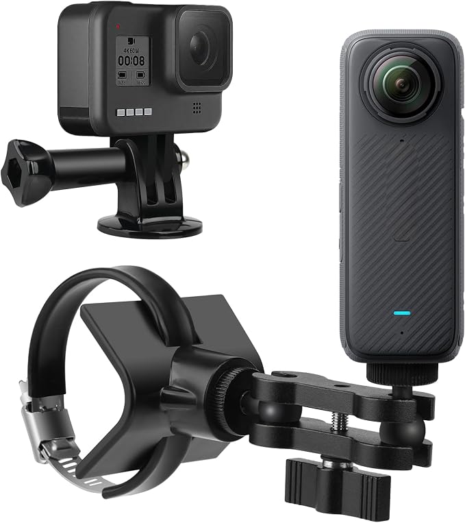 BarGrip Universal Roll Bar Camera Mount Clamp for Action Cams – Fits 1”–2” Round, Square & Profile Bars | 360° Adjustable Dual Ball Arm | Compatible with GoPro, Insta360, DJI | for UTVs, ATVs, Boats by CamKix