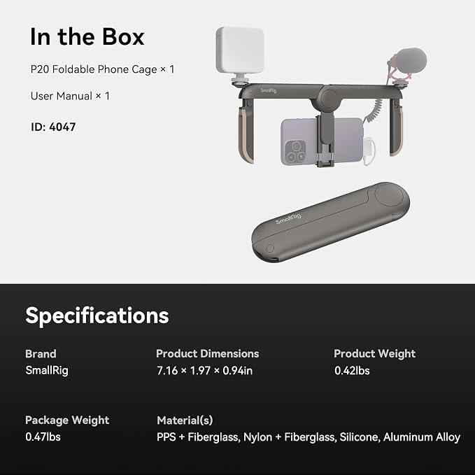 SmallRig P20 Foldable Universal Phone Cage, Smartphone Video Rig Filmmaking Vlogging Case Stabilizer for Videomaker Video-grapher for iPhone 17 16 15 14 13 for Samsung and Other Android Phones - 4047 - Image 8
