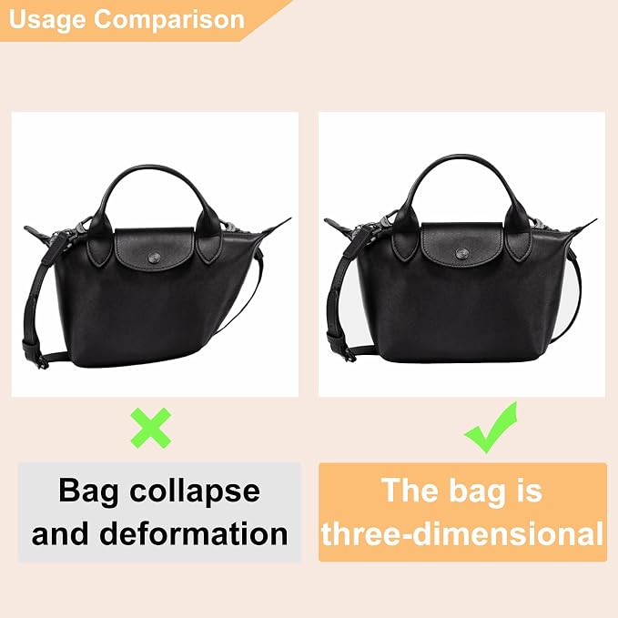 Doxo Small Purse Organizer Insert for Handbags, Felt Neverfull BB Organizer Insert,Mini Tote Bag Organizer with Zipper Pocket, Fit Neverfull BB Longchamp Xtra Energy S and More, Beige-XS - Image 4