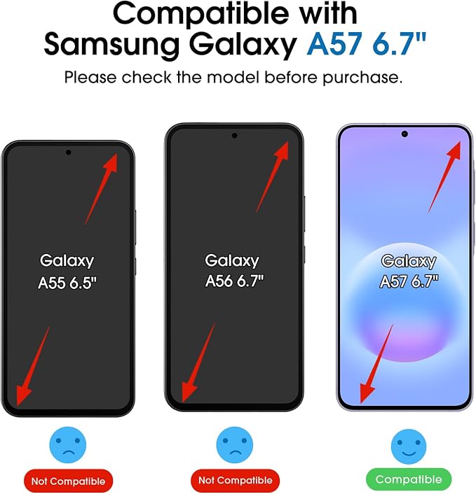 amFilm OneTouch for Samsung Galaxy A57 Screen Protector Tempered Glass | Auto-Alignment, 30s Install, Bubble Free, Scratch & Drop Protection, HD Clear, Camera Lens Protector, 2+2 Pack (A57-6.7'') - Image 2