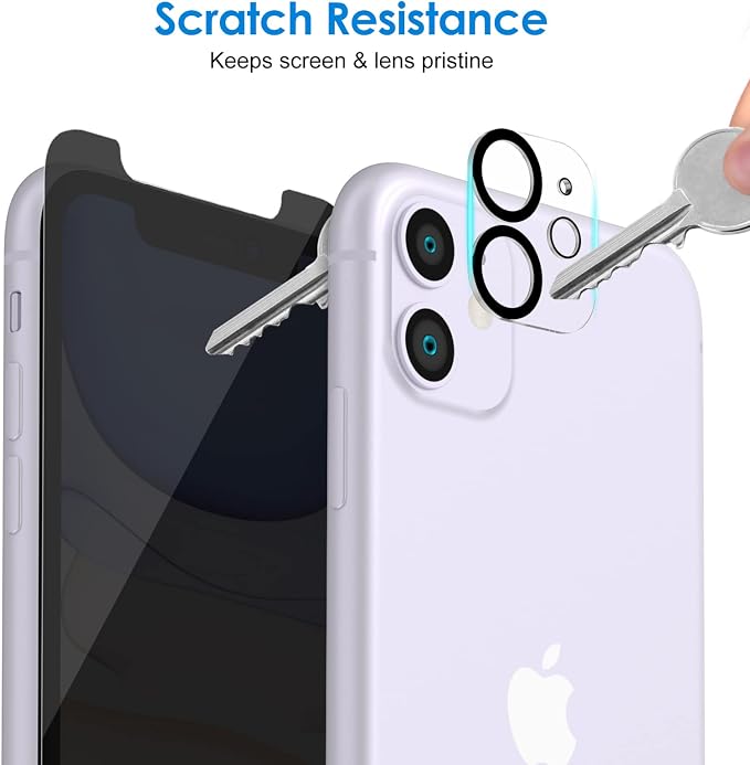 JETech Privacy Screen Protector for iPhone 11, 2+2 Pack | with Camera Lens Protector, Anti-Spy 9H Tempered Glass, Fingerprint ID Compatible - Image 6