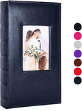 RECUTMS Photo Albums 4x6 Photos 300 Pocket PU Leather Album for Baby Blue | Black Pages, Horizontal Pockets, Slip in Picture, Small Album for Family, Wedding Travel Graduation Book, DIY Cover Window by RECUTMS