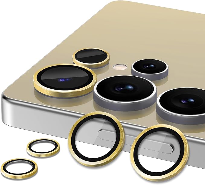 for Samsung Galaxy S25 Ultra Camera Lens Protector, Individual Metal Ring Tempered Glass Lens Cover, [Strong Adsorption] Scratch Resistant Ultra-Thin HD Clear Lens Cover, 1 Set-Gold - Image 2