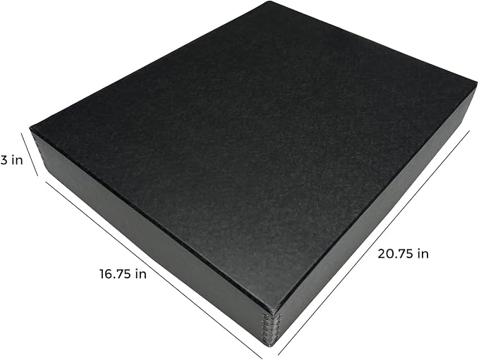 Lineco Drop Front Archival Storage Box, 16.75x20.75x3 in, Black, 2 Pack | Acid-Free with Metal Edge, Preserves Picture Longevity, Organize Photos, Newspapers, Prints, Documents, Crafts, DIY - Image 2
