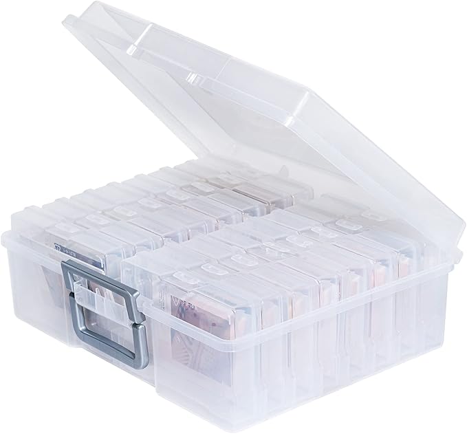 novelinks Photo Storage Box and 16 Inner 4" x 6" Photo Storage Containers | 1Pack Clear, Photo Albums 4x6 Pictures, Photo Organizers and Storage, Card Game Storage, Task Boxes for Special Education by novelinks