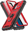 Gritup for Samsung Galaxy A13 4G Case with 2PCS Screen Protector, Build in 360° Rotating Ring Kickstand, Military Grade Protective Cover for A13 4G Phone, Red+Black by Gritup