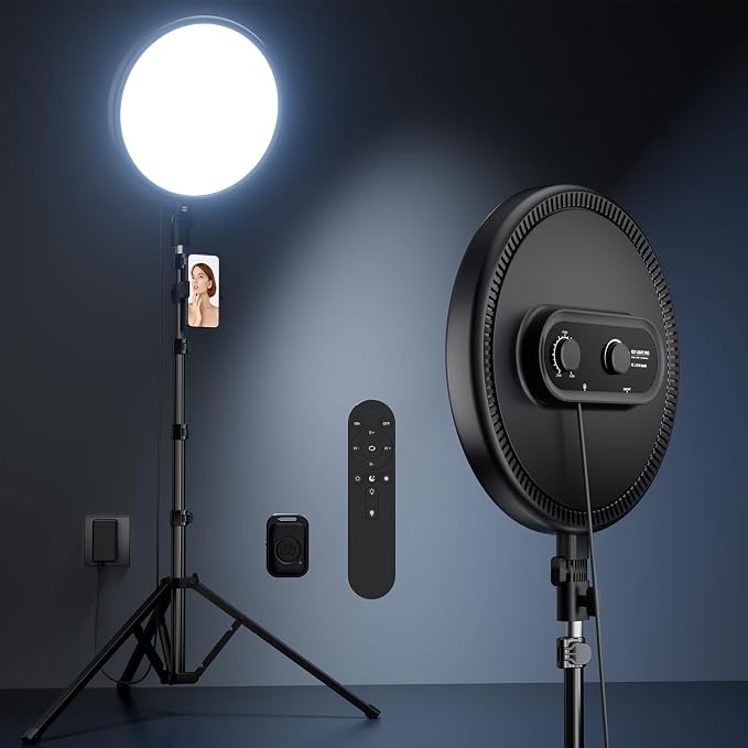 Large Ring Light with Stand, 72“ Tripod with Ring Light, 6500K Full-Screen Ringlight Tripod for iPhone with Phone Holder, Selfie Light for Makeup, Barber, Video Recording, Photography by Weilisi