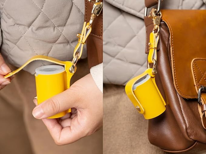 ZVZKC Leather 35mm Film Case Keychain, 35mm Film Holder Film Canisters with Caps for Film Photography & Gifts, H 1.96inch / 5cm (Yellow) - Image 2