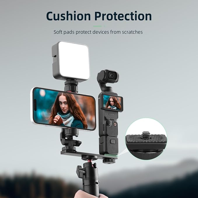 BRDRC Pocket 3 4 Phone Holder Mount, Metal Expansion Adapter Phone Clip with 1/4” Screw and Cold Shoe for DJI Osmo Pocket 3 4 Creator Combo Accessories - Can be Used with Tripod Selfie Stick - Image 7