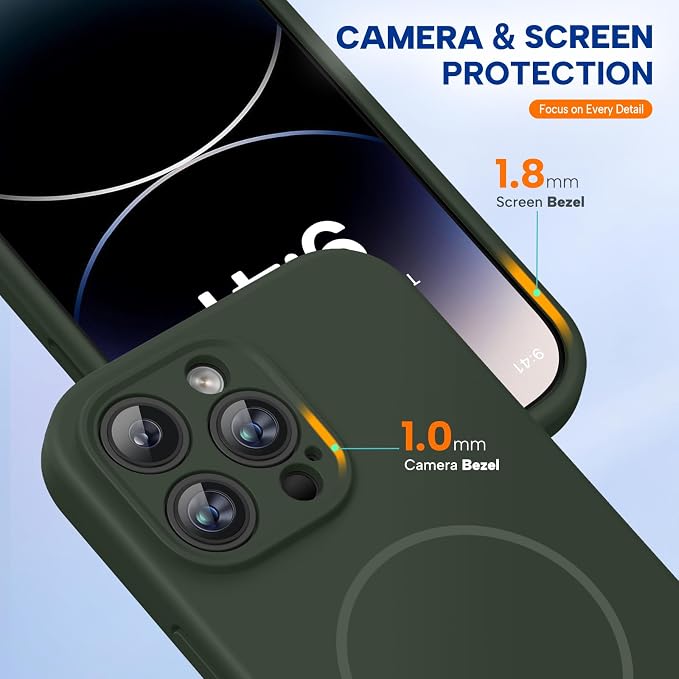miracase Magnetic for iPhone 14 Pro Max Case, [Soft Anti-Scratch Microfiber Lining], Compatible with MagSafe, Silicone Shockproof Protection Phone Case for iPhone 14 Pro Max,Dark Green - Image 8