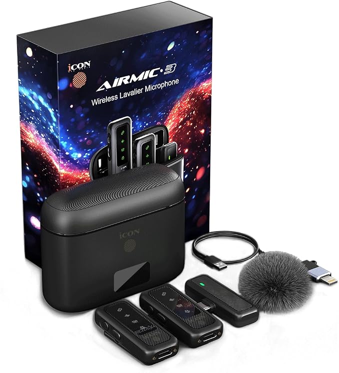iCON AirMic 3 Wireless Lavalier Microphone with Charging Case for Phone | Wireless Lavalier Microphone, Dual Transmitters, Charging Case, for Phone Camera PC Vlogging & Interview. - Image 7