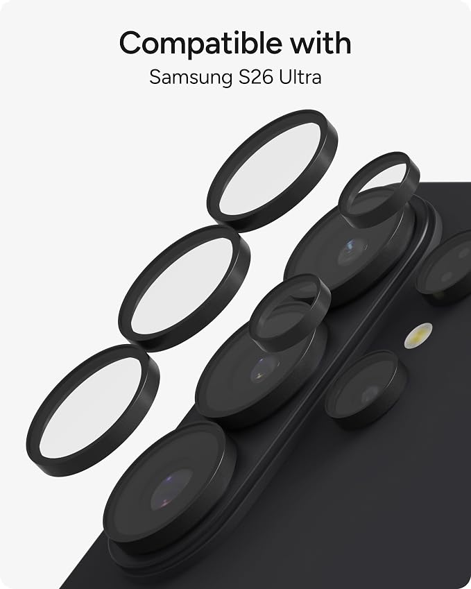 ZAGG Glass Elite Samsung Galaxy S26 Ultra Camera Lens Protector - Anti-Reflective, 5X Stronger Impact & Scratch Resistant Aluminosilicate Glass - Easy Installation, Smudge-Free Surface - Image 4