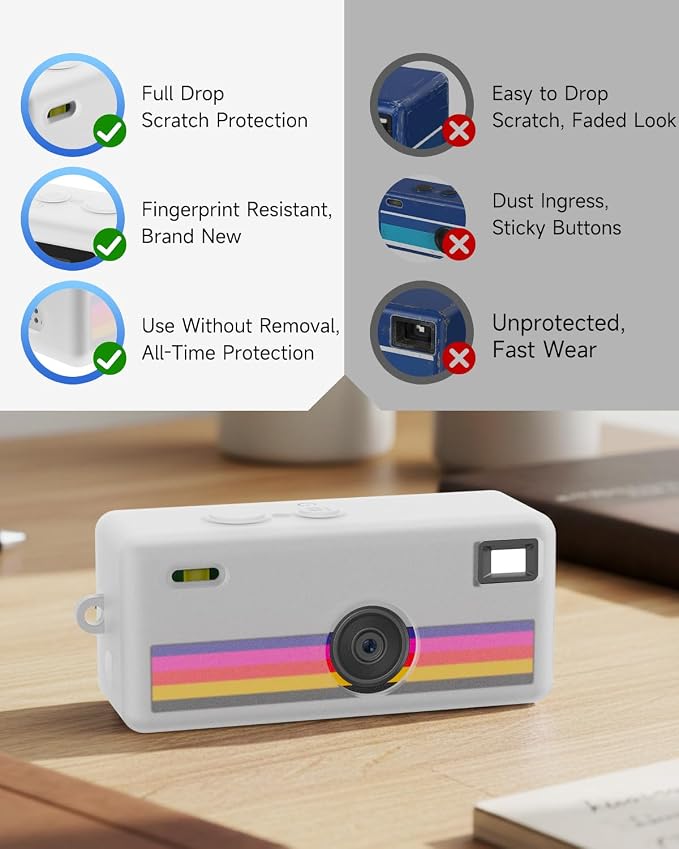Silicone Case for Kodak CHARMERA Keychain Digital Blind Box accessories,Soft Silicone Protective Case,Comes with Screen Protectors and Wrist Strap - Transparent - Image 5