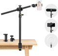 Overhead Camera Mount Desk Stand, Camera Arm Desk Mount Clamp Stand with 360°Adjustable Magic Arm, Webcam Arm Mount Stand w Ballhead Phone Mount for Desk Logitech Microphone Video Light Cell Phone by JEBUTU