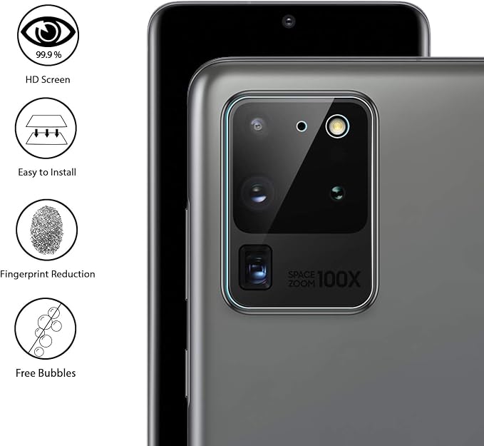 Orzero (4 Pack Camera Lens Protector Compatible for Samsung Galaxy S20 Ultra, Protector de Cámera Flexible Glass (Not Tempered Glass) (2.5D Arc Edges),HD Anti-Scratch Bubble-Free - Image 2
