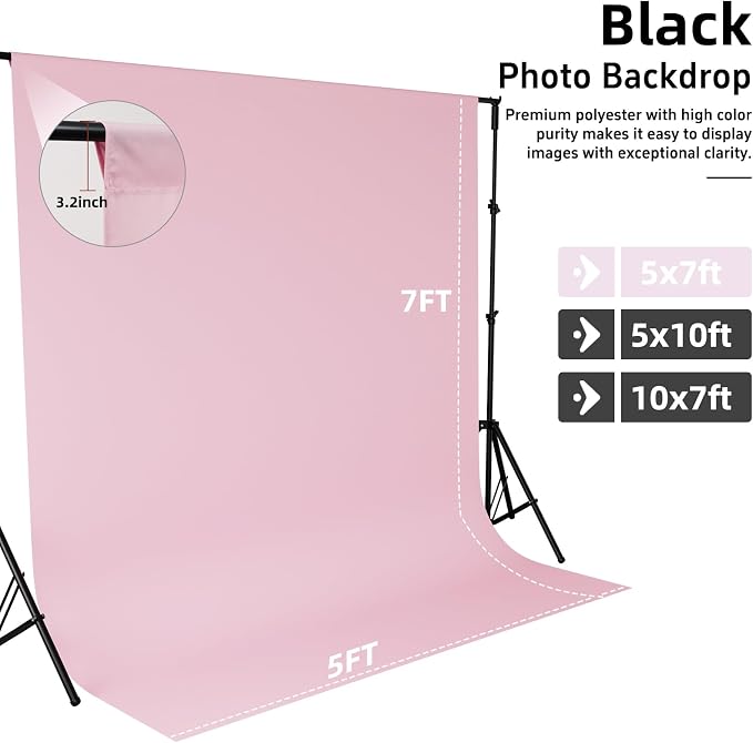 Pink Photo Backdrop for Photography Photoshoot Background, 5x7FT | Multipurpose Screen for Portrait Studio Video Recording Party Non-Reflective Easy Setup High Density - Image 4