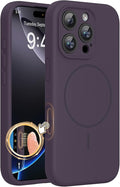 miracase Magnetic for iPhone 16 Pro Max Case, [Soft Anti-Scratch Microfiber Lining], Compatible with MagSafe, Liquid Silicone Case Shockproof Drop Protection Phone Case for 16 ProMax, Dark Purple by Miracase