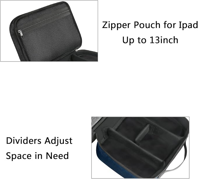 MATEIN Cord Organizer Travel for Men, Large Travel Accessories Changer Case | Portable, Double Layers Cable Organizer Box for Cables, Cell Phone and Tablet (Up to 12.9inch), Navy Blue, Tech Gifts - Image 5